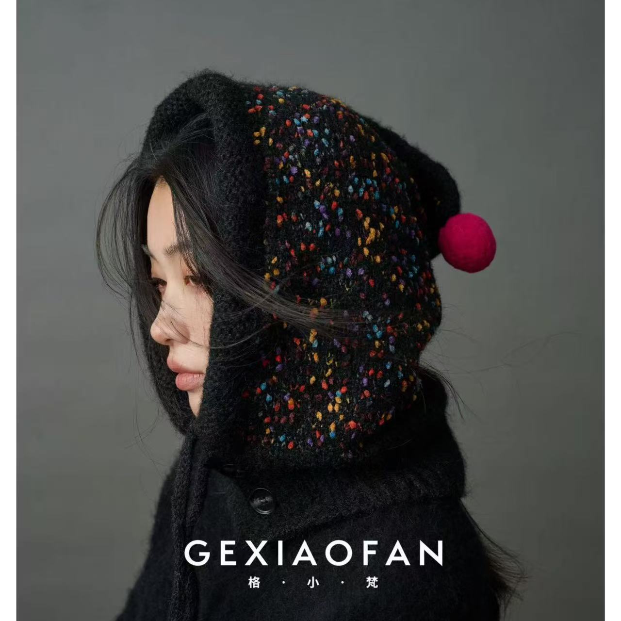 格小梵·韩版秋冬新款冬季女大头围针织帽女保暖巴拉克拉法帽子女