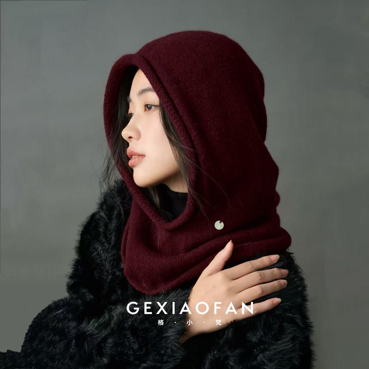 格小梵·冬季保暖针织绵羊毛防寒护耳帽正品牦牛绒巴拉克拉法帽