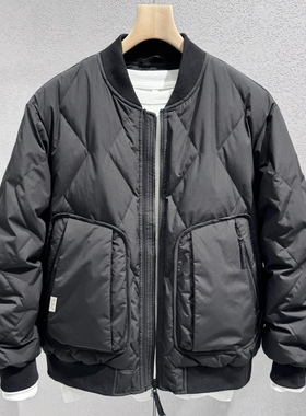 男士棒球领羽绒服2025冬季新款青年流行休闲保暖90鸭绒夹克外套男