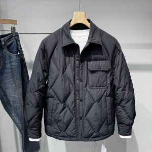 2024冬季新款男士轻薄羽绒服翻领衬衫式短款休闲保暖90鸭绒外套潮