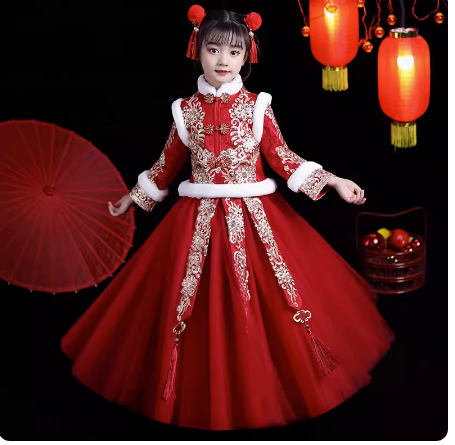 儿童汉服女童连衣裙超仙中国风古装公主裙子小女孩拜年服新年冬装,童装/婴儿装/亲子装,汉服,淘宝优惠券,粉丝福利购,淘宝优惠卷