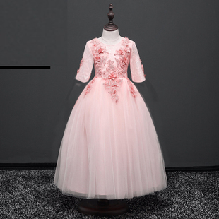 女童中袖连衣裙秋季新款儿童礼服童装走秀礼服