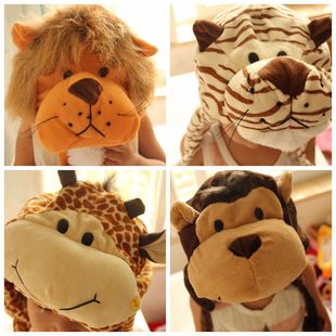 丛林 老虎猴子狮子长颈鹿卡通动物帽子头套头饰演出用品表演道具