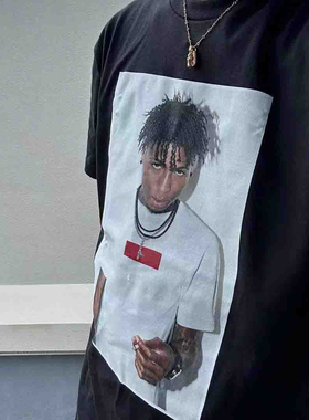 美潮原创FW23 WEEK1 YOUNGBOY TEE新款人物印花圆领短袖T恤