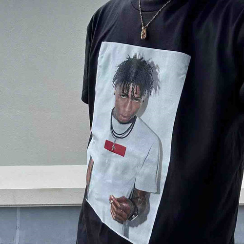 美潮原创FW23 WEEK1 YOUNGBOY TEE新款人物印花圆领短袖T恤