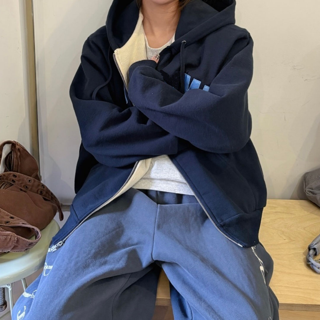 FW25 Arc Thermal Lined Zip Up Hooded斜纹徽标贴花拉链连帽卫衣