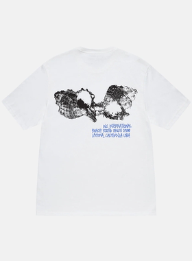 美潮原创24SS SHELLS TEE 贝壳海螺素描英文logo印花圆筒短袖T恤