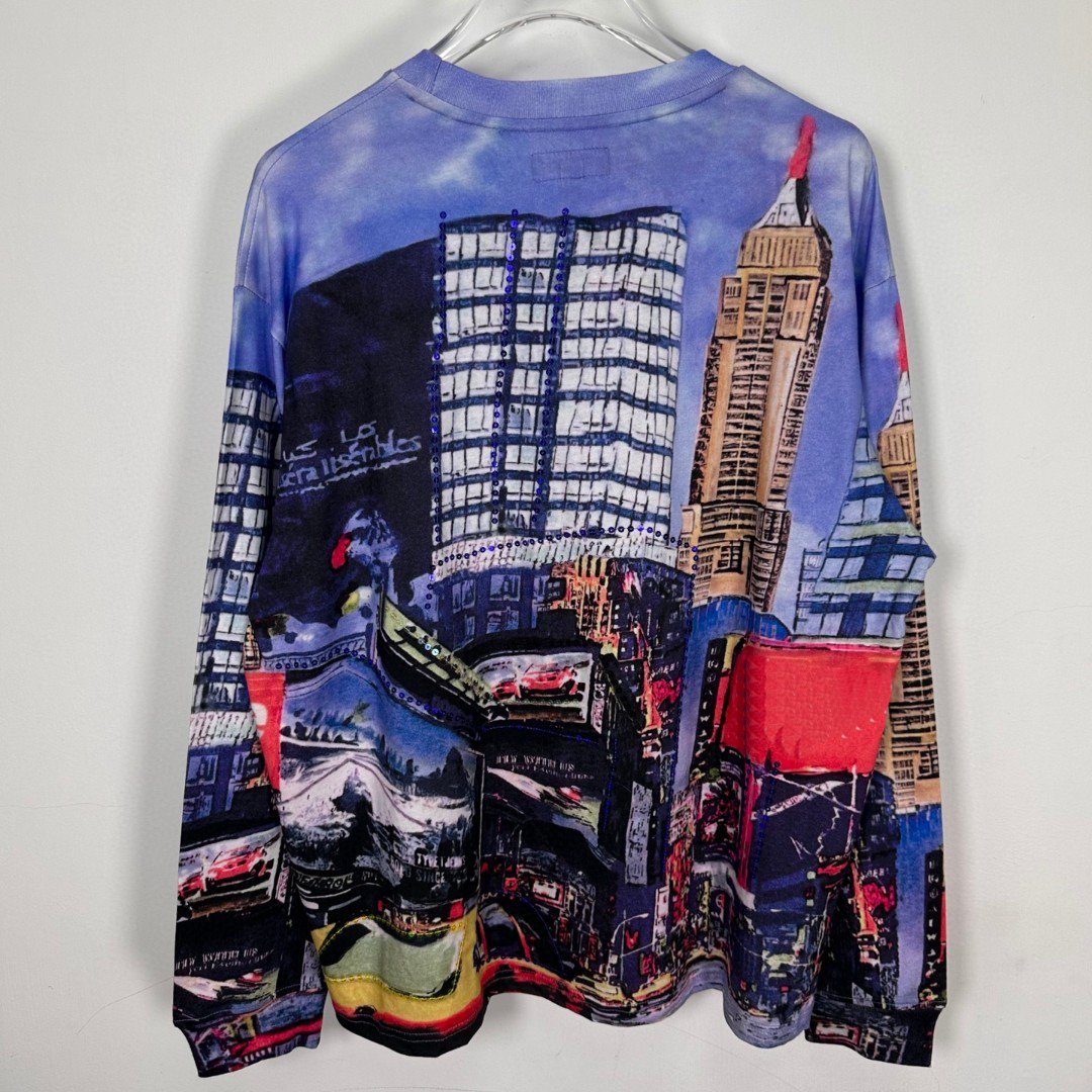 美潮SS25 SKYLINE SEQUIN L/S TOP TEE白天黑夜天际线亮片长袖T恤