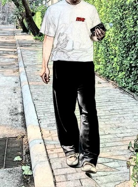 美潮原创SS24 WEEK2 PINLINE TEE字母边线字体短袖T恤 男女同款