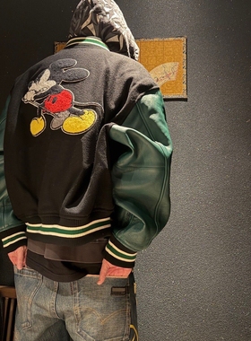 联名款FW25 Varsity Jacket背面米奇图案按扣开合百搭夹克外套