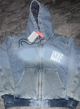 FW25 Reflective Arc Work Jacket反光刺绣字母连帽工装夹克棉服