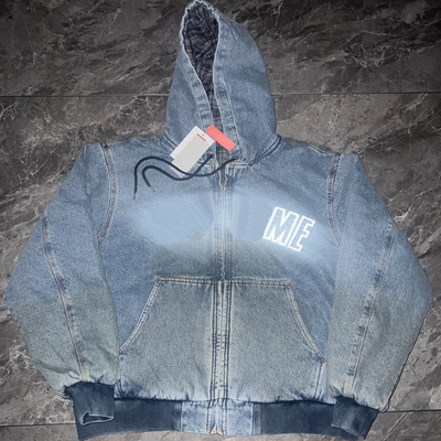 FW25 Reflective Arc Work Jacket反光刺绣字母连帽工装夹克棉服