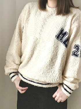 美潮SS25 TEXTURED ARC SWEATER27 弧形logo毛绒舒适美式毛衣