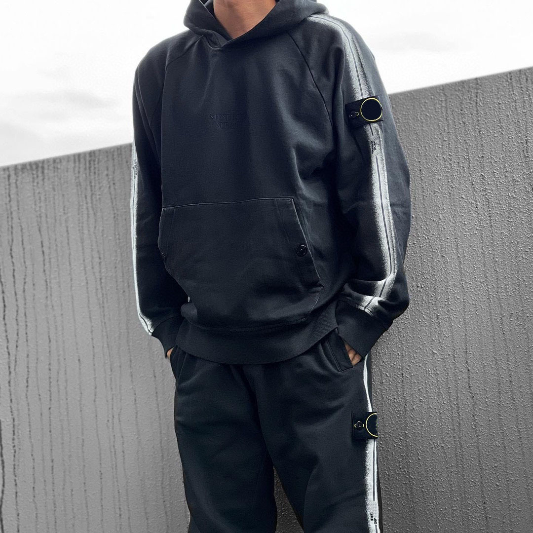 SS22 Week12 Stripe Hooded 石头联名款纯色贴布连帽卫衣帽衫外套
