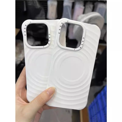 caseti联名纯黑白色波漾液态硅胶保护壳MagSafe磁吸适用iPhone16promax苹果15plus17promax华强北代购手机壳