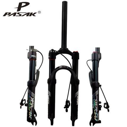 PASAK自行车前叉20/24山地车气叉铝合金碟刹100MM快拆肩线锁避震