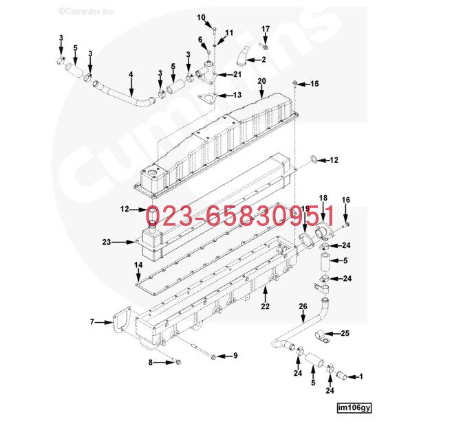 Cummins康明斯柴油发动机 4915052 中冷器 忆辉YH130-9B挖掘机