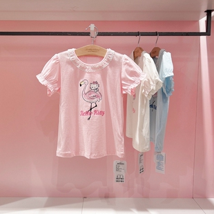 Hello kitty专柜正品夏季新款中大童女童薄款纯棉圆领短袖T恤