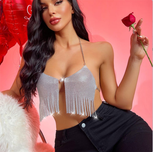 女士流苏金属背心歌手领舞演出服