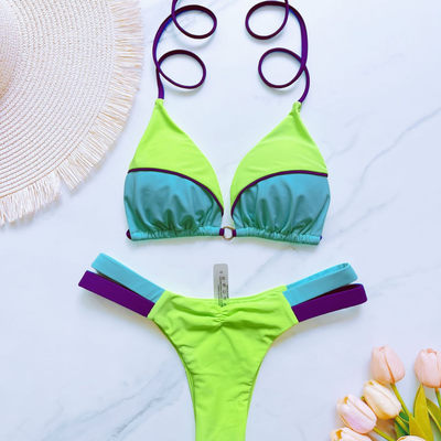 拼色性感三角杯比基尼欧美女士海边沙滩bikini swimsuit women11