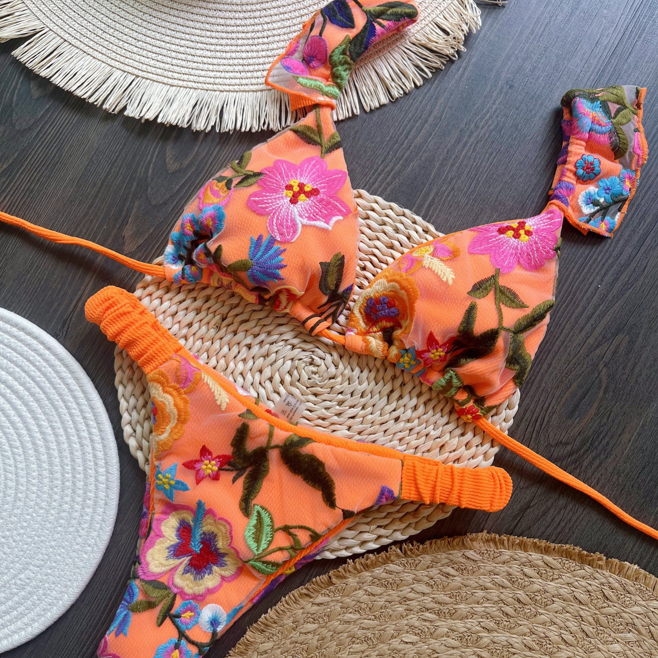 奢华气质网纱绣花三角杯比基尼少女飞边bikini swimsuit women22