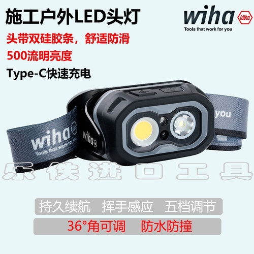 威汉充电式LED头灯户外夜钓骑行