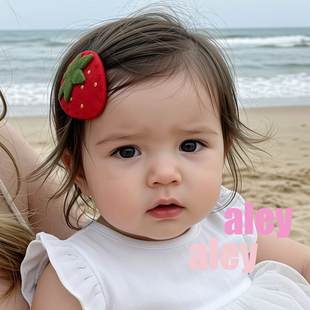 韩国新款手工毛毡小猫咪草莓卡通发夹可爱樱桃超萌跳板夹女童BB夹