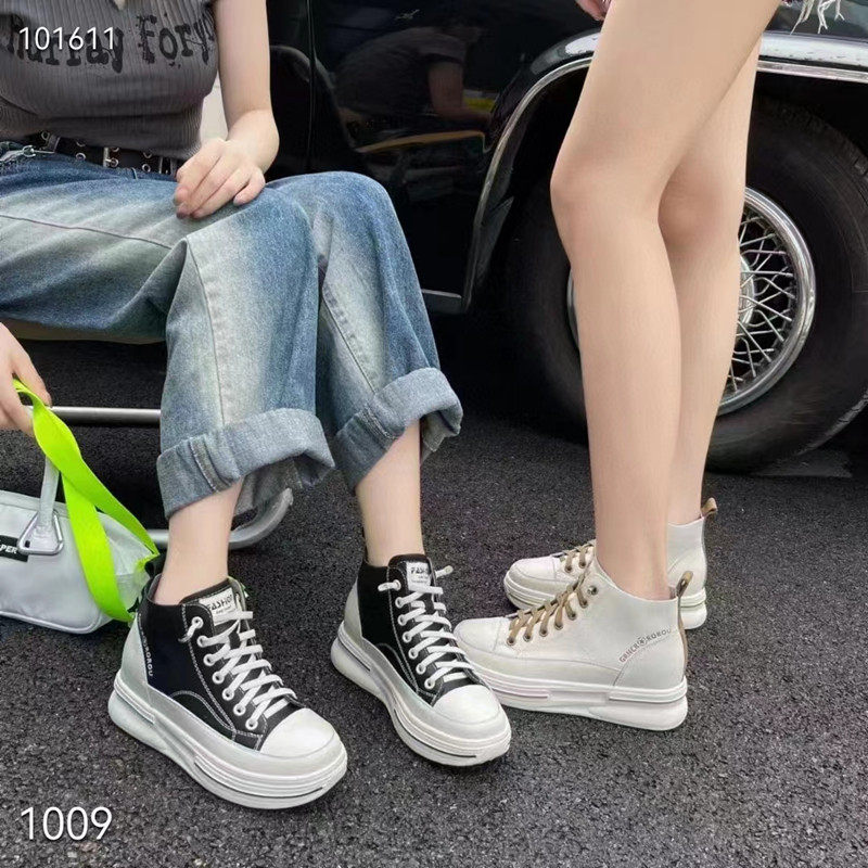 赫美迪厚底内增高真皮套脚高帮鞋