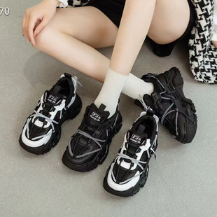 特价真皮网状老爹鞋女2024夏款时尚网红运动鞋厚底休闲透气跑步鞋