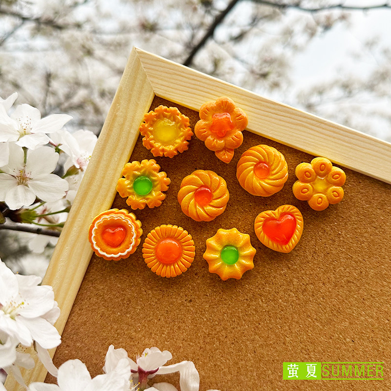 10个磁吸图钉曲奇饼干食玩下午茶可爱冰箱贴照片固定吸铁石带磁贴