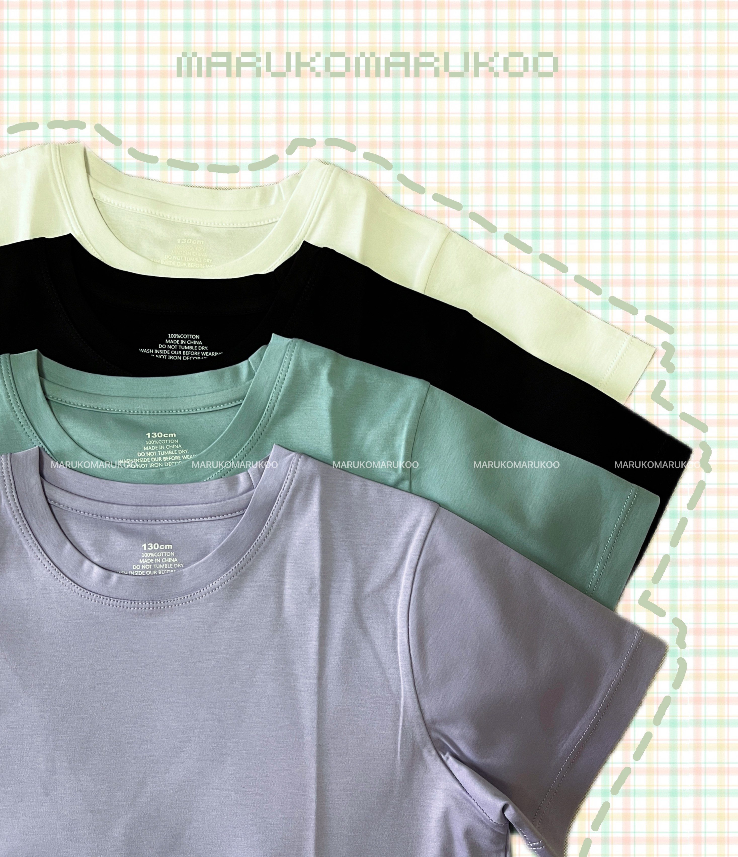marukomarukoo 回馈款 夏季重磅80支双面丝光棉亲子短袖纯棉t恤