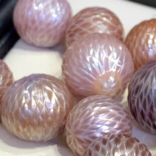 龙鳞珍珠裸珠稀少罕见天然淡水雕刻散珠微瑕手工DIY颗粒吊坠