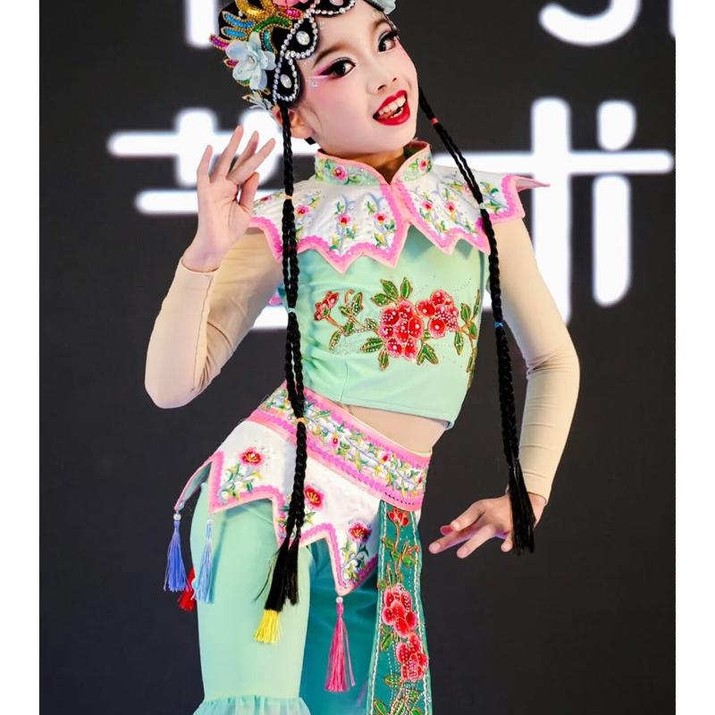 元旦小戏俏服装古典舞台儿童服红娘服京剧演出服骨舞蹈戏曲花旦小