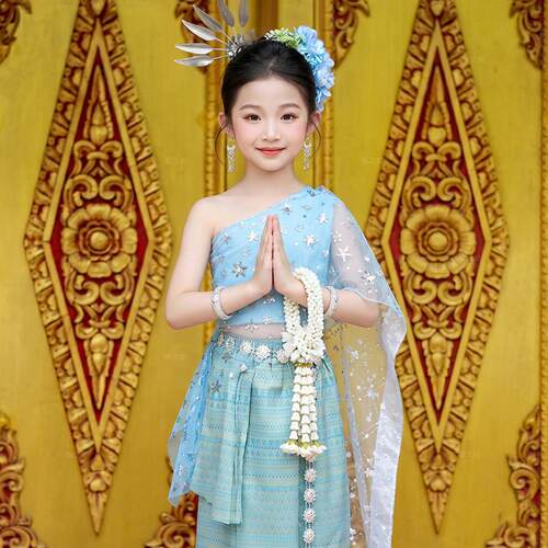 56服装云南女童泼水个吉量五十六泰国少数民族傣族儿童西双版纳女