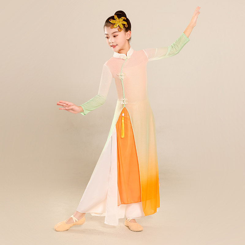 女古典舞表演旗袍儿童风身韵服服装舞蹈民族练功女童服中国演出服