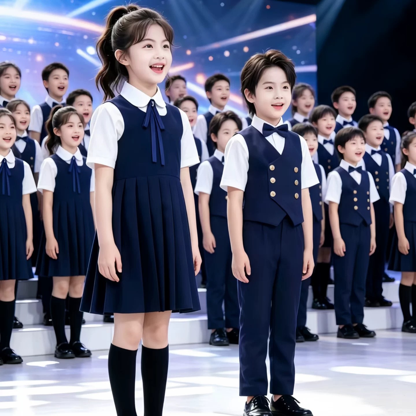 儿童合唱团演出服朗诵男童主持人礼服口才演讲马甲套装小学生班服