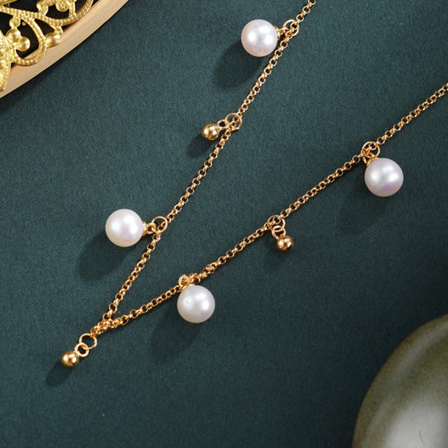 奥雅S925银珍珠多珠项链6.2m