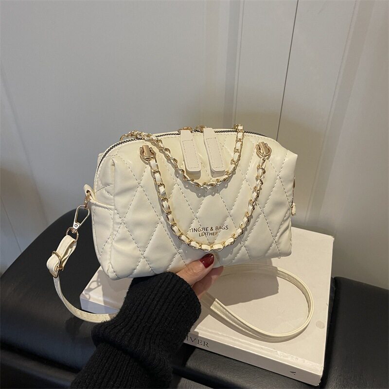 韩版时尚手提包小拎包女2026春季新款菱格链条包单肩斜挎小方包