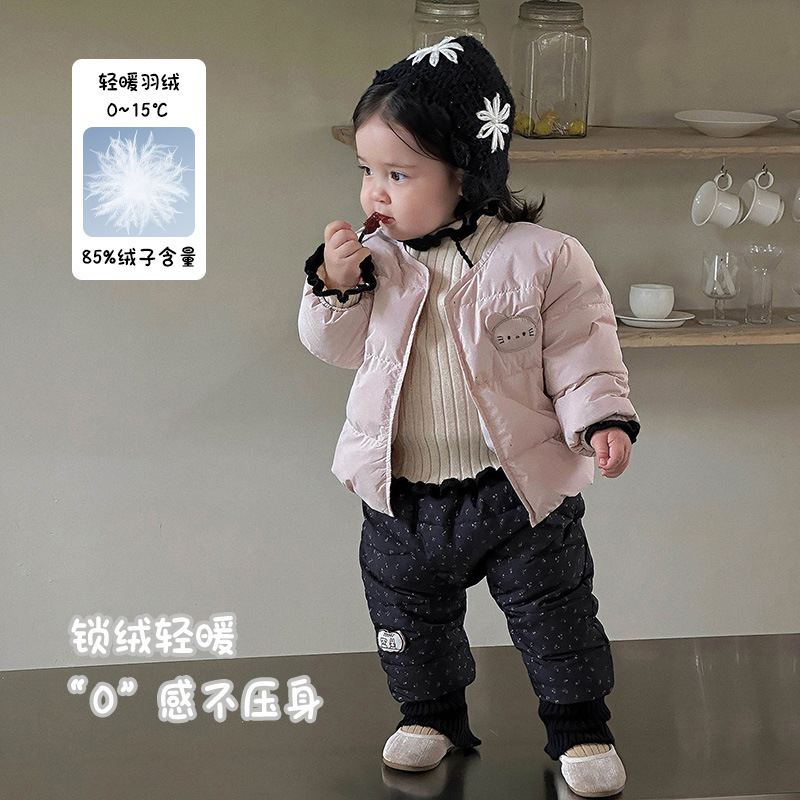 女宝羽绒内胆秋冬款婴幼儿卡通外出衣女童轻薄保暖白鸭绒外套 a类