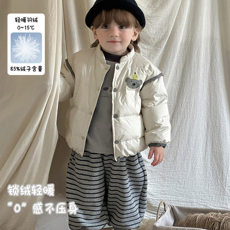 冬季男童卡通可爱羽绒内胆男宝90白鸭绒外套婴幼儿保暖外出服 a类