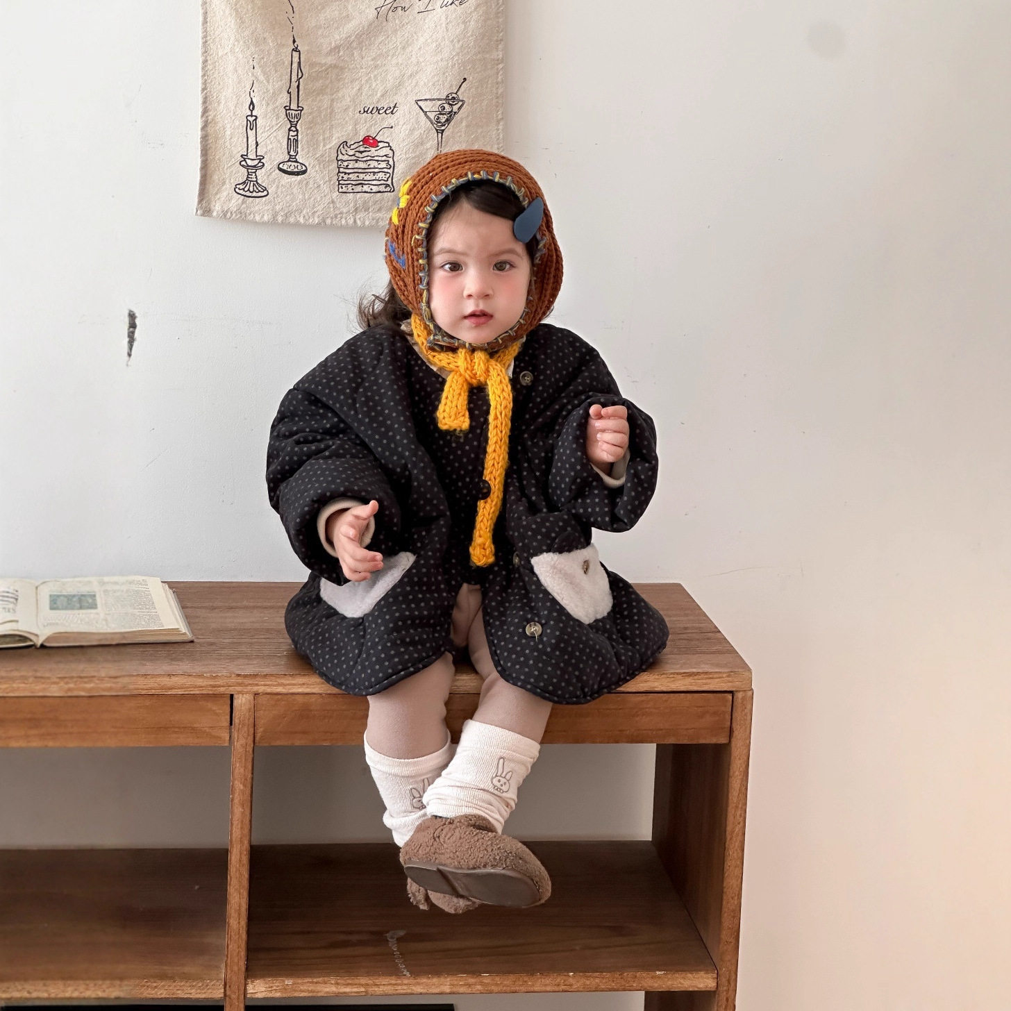 儿童冬季波点棉衣外套2025新款韩版童装宝宝冬装加厚衣服女童套装