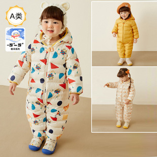 批发童装婴幼儿羽绒服连体衣秋冬新款男女小宝宝洋气轻薄保暖外穿