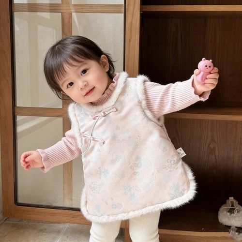 婴儿衣服冬季女宝宝汉服连衣裙旗袍套装加厚一岁冬款中国风两件套