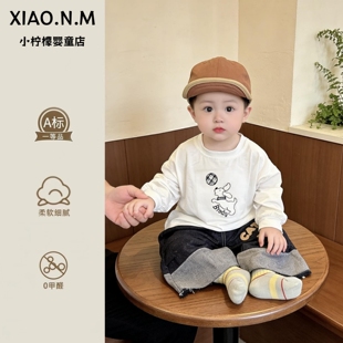 周岁宝宝衣服春季新款可爱超萌韩系男宝百搭上衣春秋款长袖T外穿