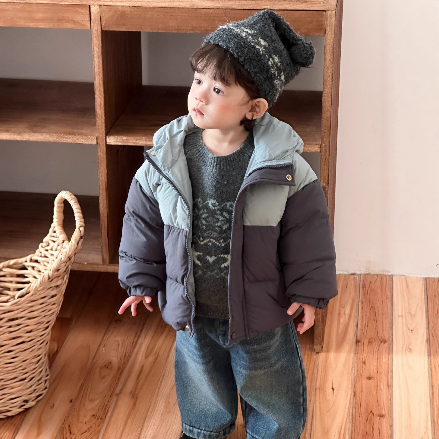 儿童服装2025新款冬装小宝宝衣服韩版童装棉衣外套男童加绒套装