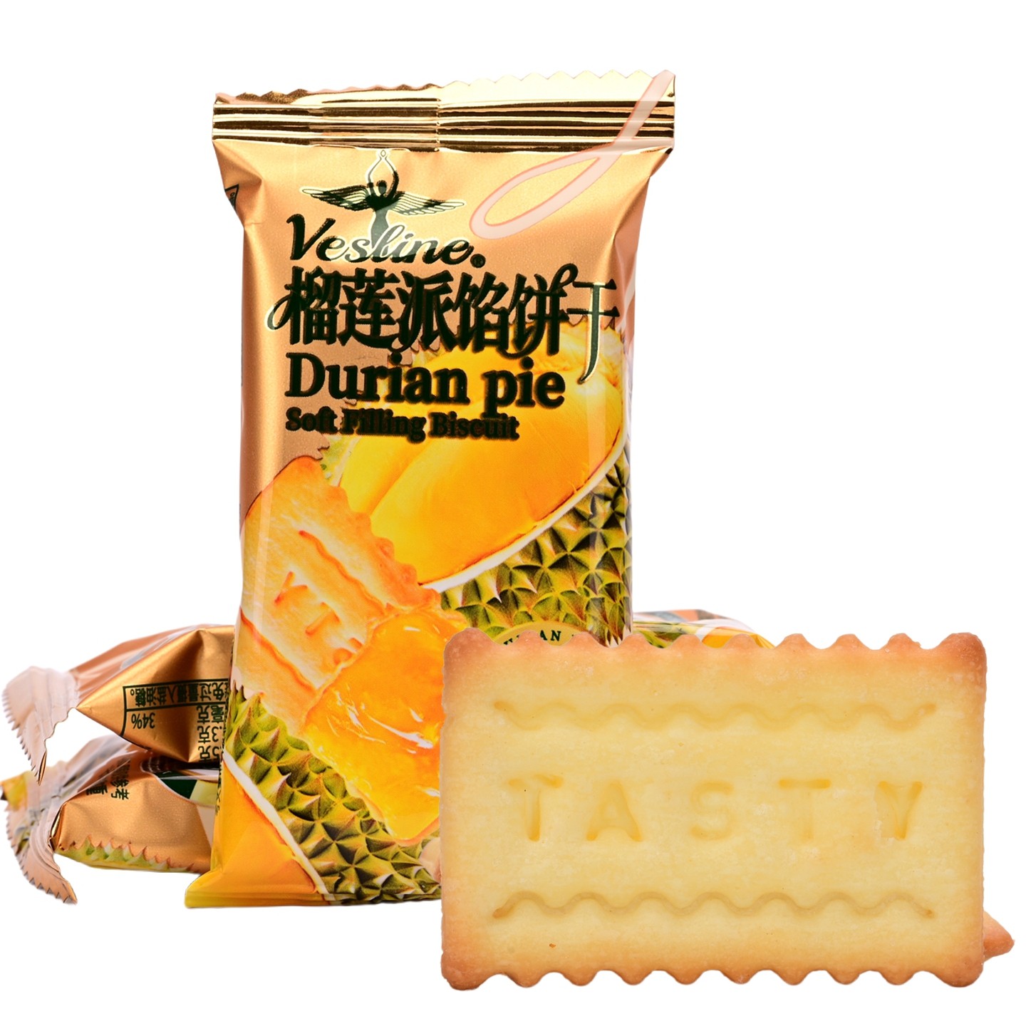 Vesline榴莲派馅饼干散装500g结婚喜饼休闲零食年货软馅夹心饼干