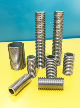 M8不绣钢304全牙管灯具穿线展示道具广告牌标识螺丝杆细牙空心8x1