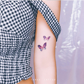 她画 脖子颈部手上防水女持久高端动物小图案 性感蝴蝶ins纹身贴