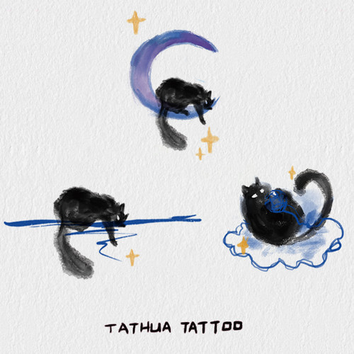 彩色纹身贴她画猫咪纹身贴