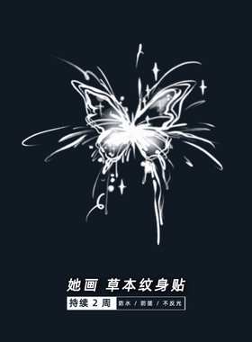 她画 烟花蝴蝶草本植物纹身贴 防水持久女半永久草木不反光tattoo